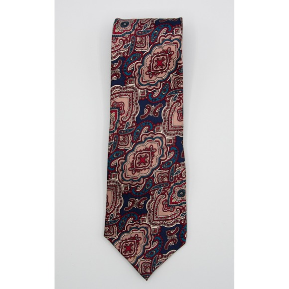The Kensington Collection Other - The Kensington Collection Mens Silk Tie Navy Blue Red Paisley Medallion Silk Tie